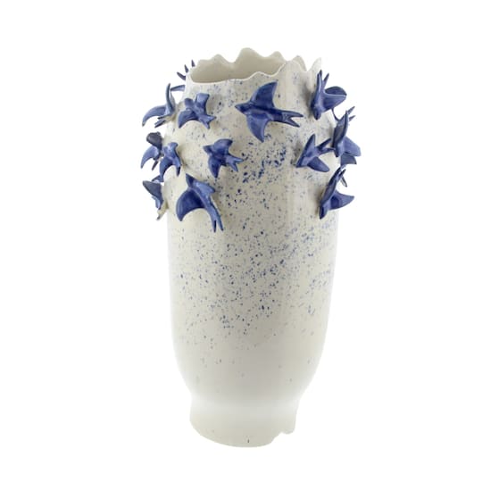White Ceramic Coastal Vase, 18" x 11" x 11"